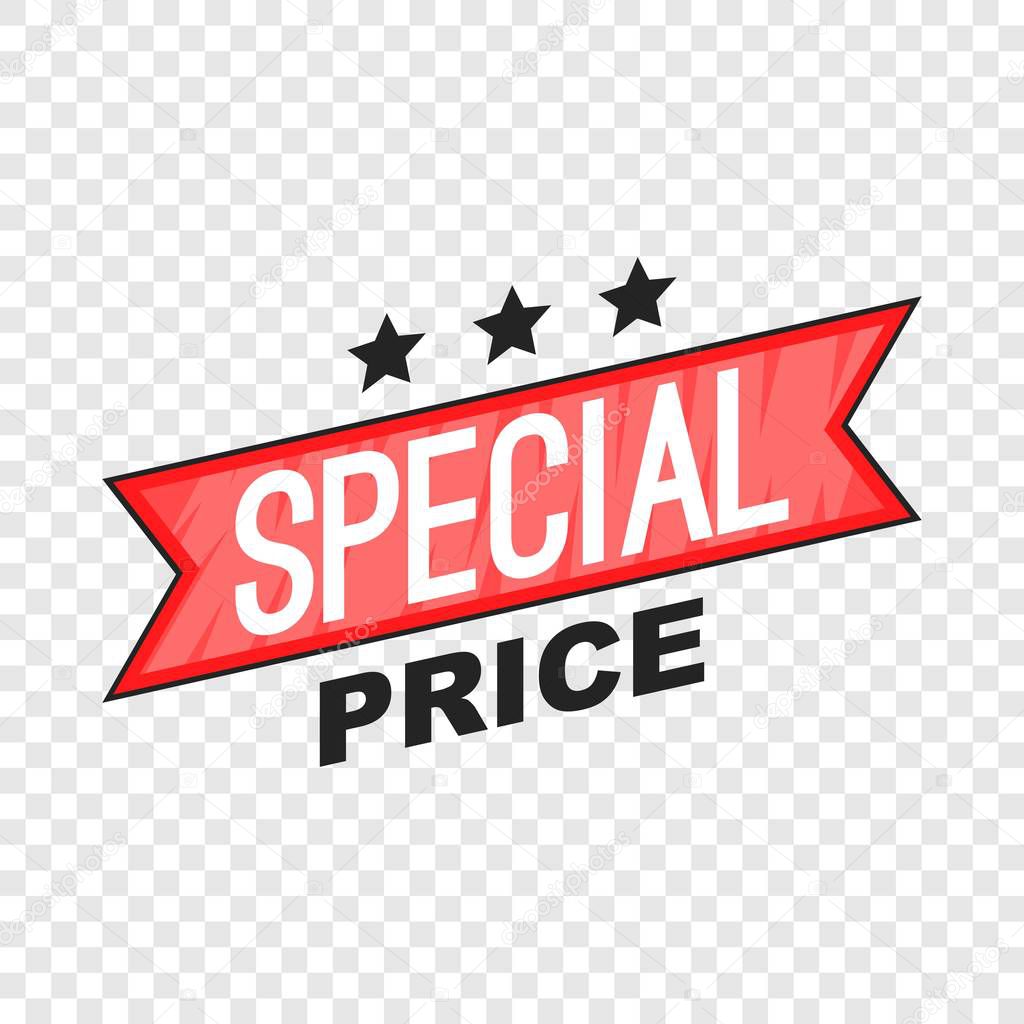 Special price ribbon icon, cartoon style