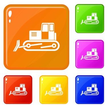 Buldozer simgeler vektör renk ayarla