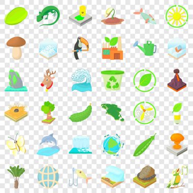 Ekoloji Icons set, karikatür tarzı