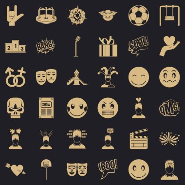 Yüz duygu Icons set, basit tarzı