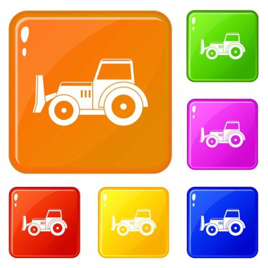 Skid Loader simgeleri vektör renk seti yönlendirmek
