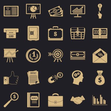 Online iş Icons set, basit tarzı