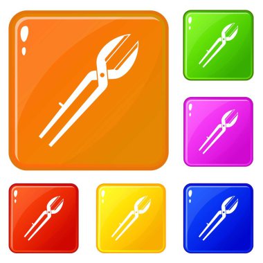 Metal makas simgeler vektör renk ayarlamak