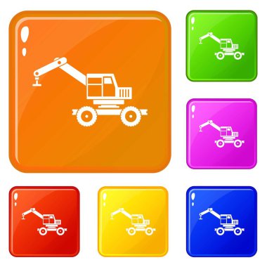 Vinç kamyon simgeleri vektör renk ayarlamak