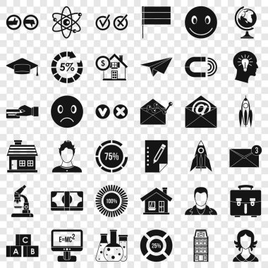 E-öğrenim Icons set, basit tarzı