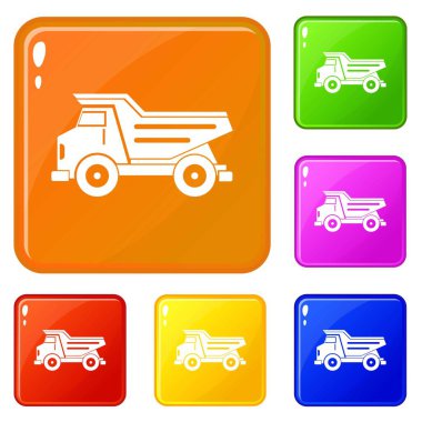 Damperli kamyon simgeleri vektör rengini ayarlamak