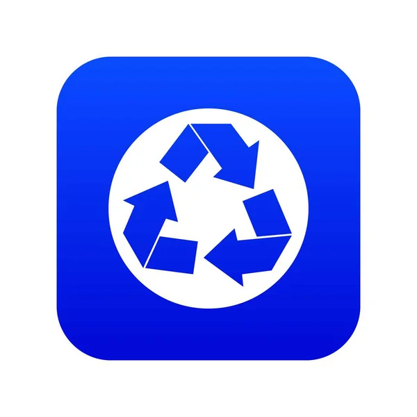 Reciclar icono signo digital azul — Vector de stock