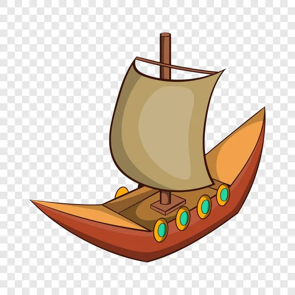 Icône de navire viking, style dessin animé — Image vectorielle