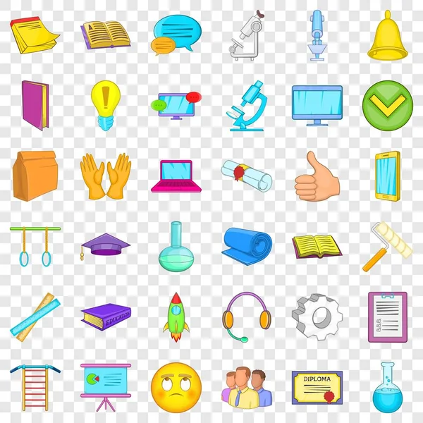 Conjunto de ícones de aprendizagem, estilo dos desenhos animados —  Vetores de Stock