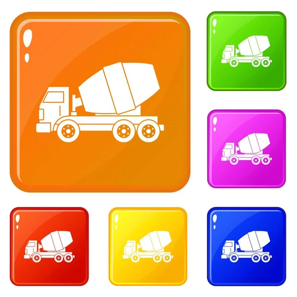 Kamyon Beton Mikser simgeler vektör renk ayarlamak