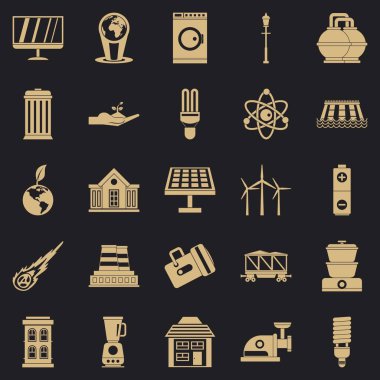 Enerji transferi Icons set, basit tarzı