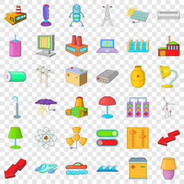 Elektrik robot Icons set, karikatür tarzı