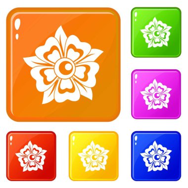 Çiçek simgeler vektör renk ayarla