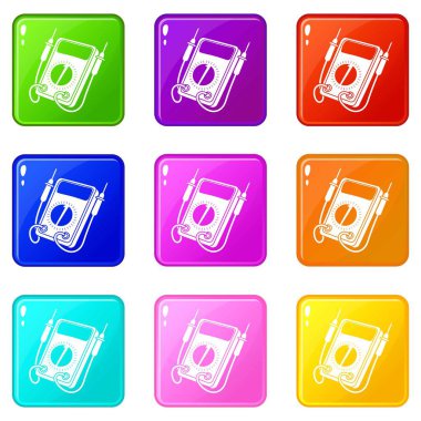 Çoklu metre simgeleri 9 renk toplama seti