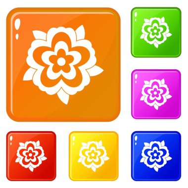 Çiçek simgeler vektör renk ayarla