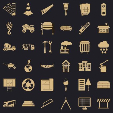Ev Icons set, basit tarzı inşaatı