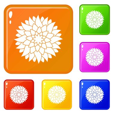 Çiçek simgeler vektör renk ayarla