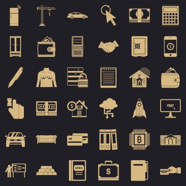 Kredi hesap makinesi Icons set, basit tarzı