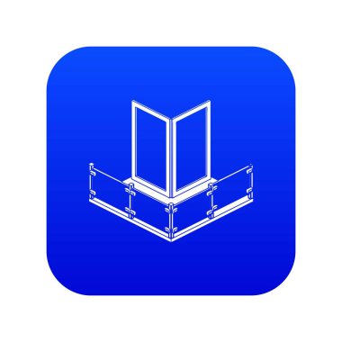 Köşe cam balkon simge mavi vektör