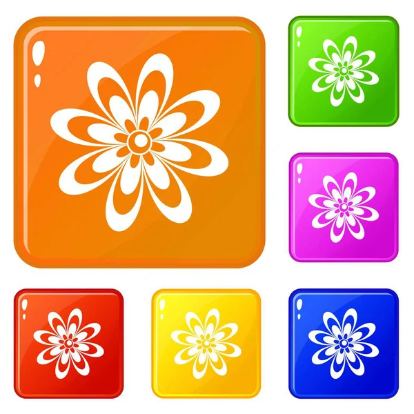 Flower icons set vector color — Stock Vector