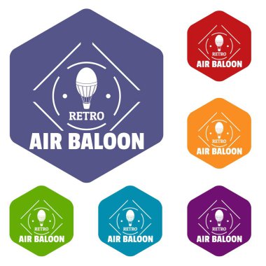 Hava balonu simgeler vektör altı yüzlü