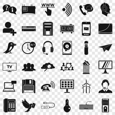 İletişim Icons set, basit tarzı