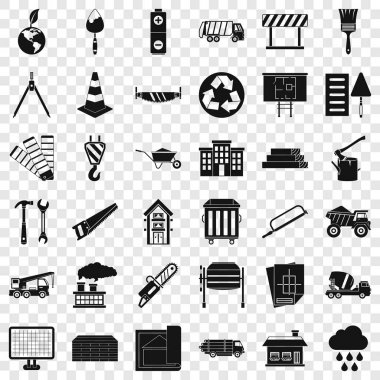 İnşaat site Icons set, basit tarzı