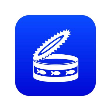 Kedi simgesi dijital mavi için konserve gıda