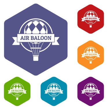 Eğlenceli hava balonu simgeler vektör altı yüzlü