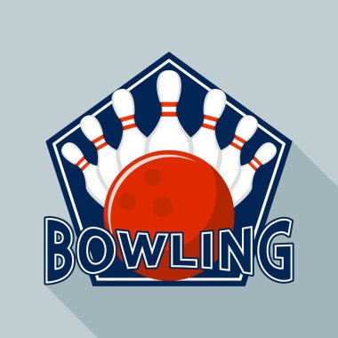Bowling ekipmanları logosu, düz stil