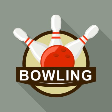 Kırmızı top bowling logosu, düz stil