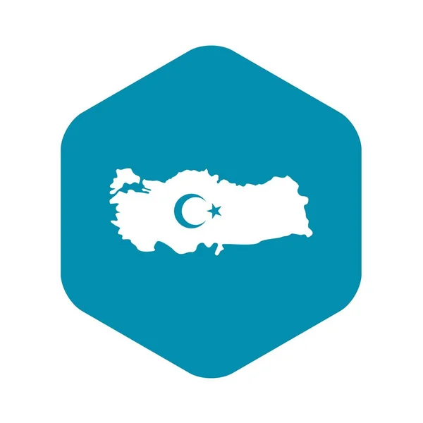 Peta Turki dengan ikon simbol bendera nasional - Stok Vektor