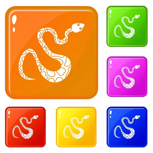 Black spotted snake icons set vector color — Stock Vector