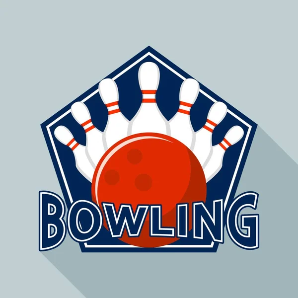 Logo d'équipement de bowling, style plat — Image vectorielle
