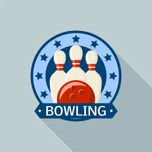 Csillagos bowling logo, lapos stílusban — Stock Vector