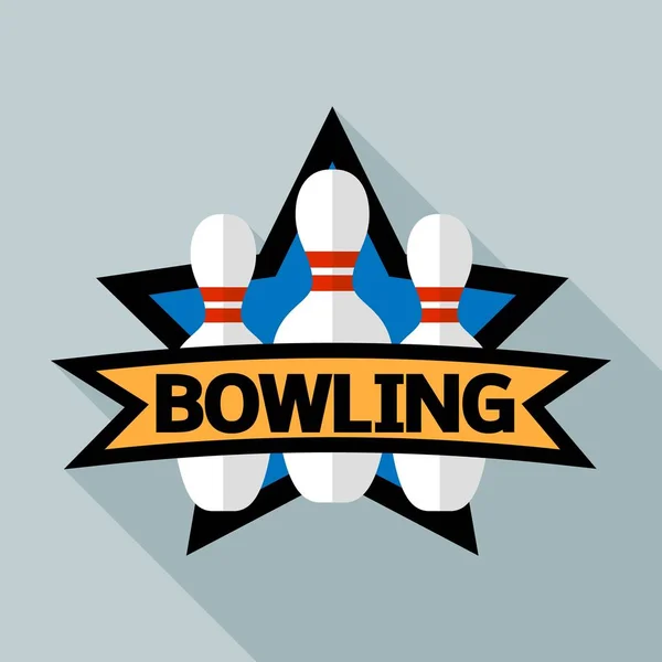 Bowlingspiel Logo, flacher Stil — Stockvektor