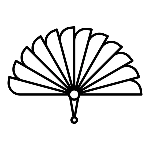 Asiático icono del ventilador de mano, estilo de esquema — Archivo Imágenes Vectoriales