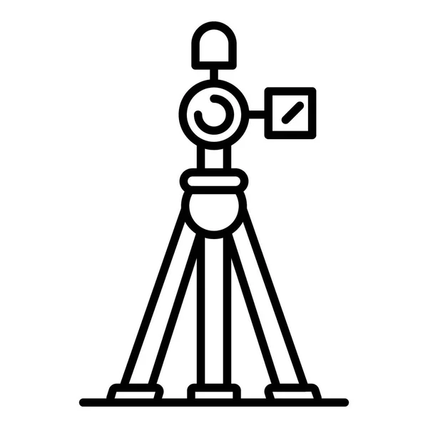 Cámara de vídeo en el icono del trípode, estilo de contorno — Vector de stock