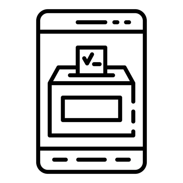 Smartphone video ballot box icon, outline style — Stock Vector