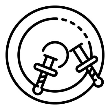 Sihirbaz yuvarlak kalkan simgesi, anahat stili