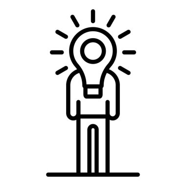 Man fikir ampul simgesi, anahat tarzı