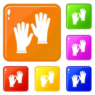 Tıbbi eldiven simgeler vektör renk ayarlamak