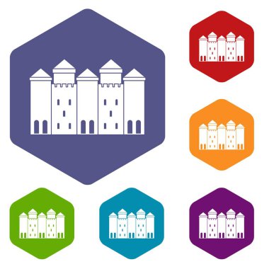 Eski kale simgeler vektör altı yüzlü