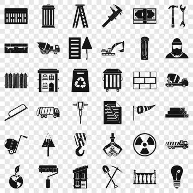 Bina inşaat Icons set, basit tarzı