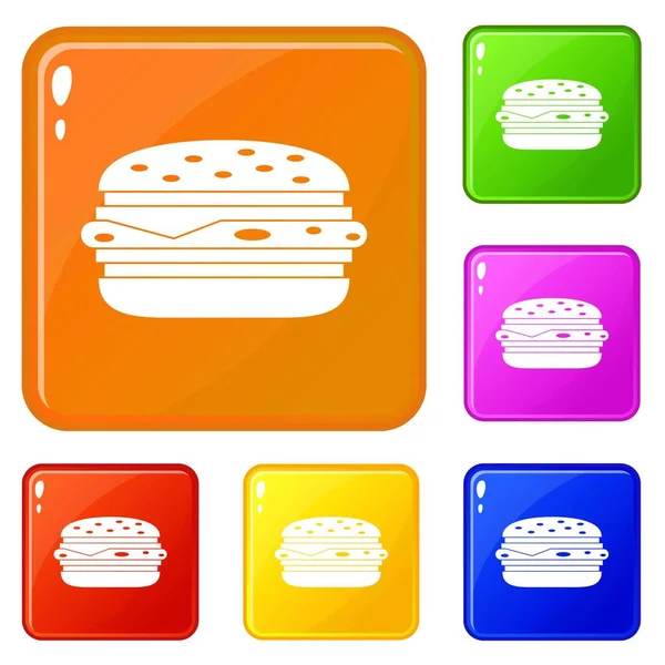 Burger-Symbole setzen Vektorfarbe — Stockvektor