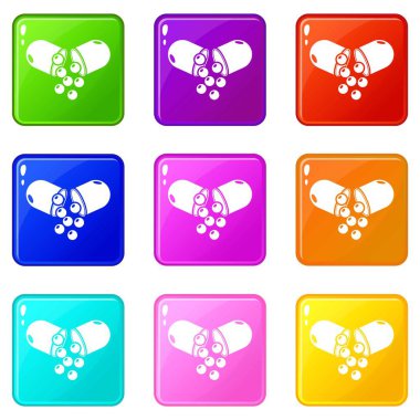 Kapsül hap simgeleri 9 renk koleksiyonu ayarlamak