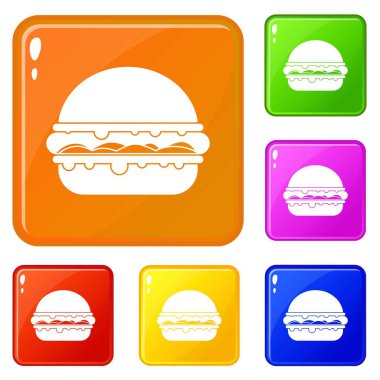 Burger simgeler vektör renk ayarla