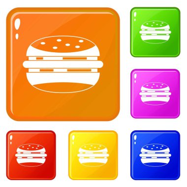 Burger simgeler vektör renk ayarla