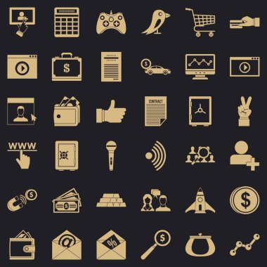 Dijital sözleşme Icons set, basit tarzı