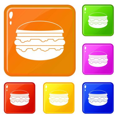 Burger simgeler vektör renk ayarla